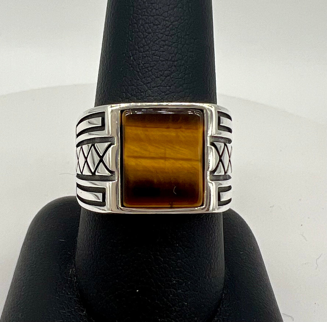 Men’s Silver Tigers Eye Ring