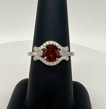 Load image into Gallery viewer, Garnet &amp; CZ Ring