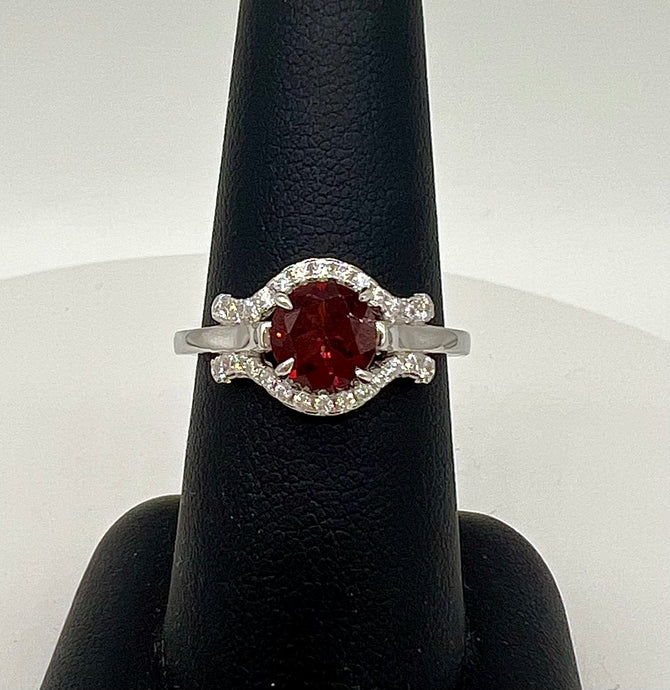 Garnet & CZ Ring