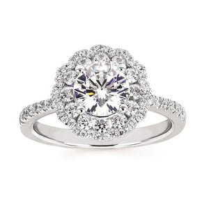 Double Halo Floral Engagement Ring