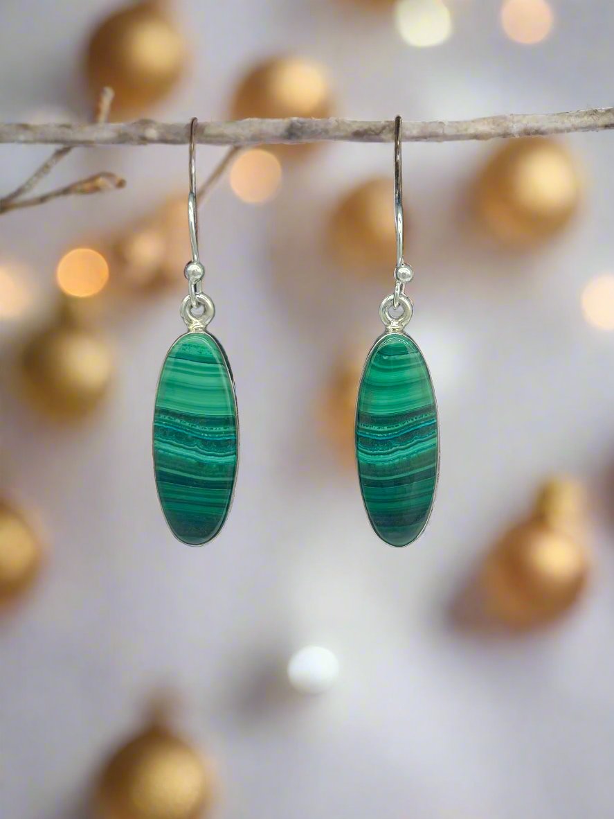 Long Malachite Earrings