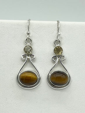 Tigers Eye & Lemon Quartz Earrings