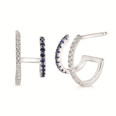 Sapphire & Diamond Double Hoops