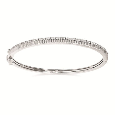 Sleek Sterling Diamond Bangle