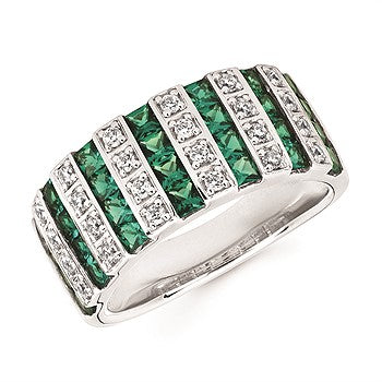 Gemstone & Diamond Princess Cut Ring