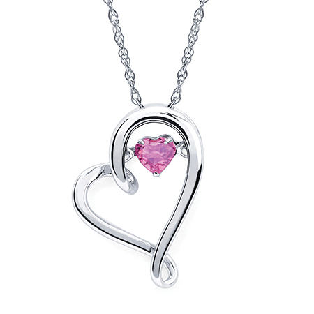 Gemstone Heart-shaped Collarbone Necklace, Heart Pendant Necklace, Women's Pink  Diamond Necklace