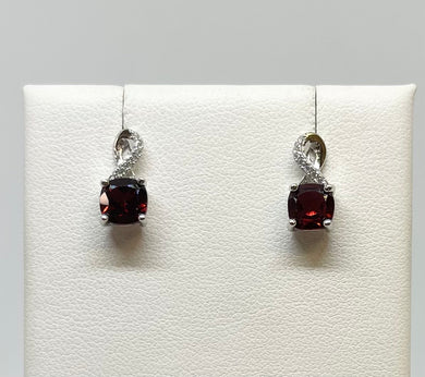 Garnet and CZ Earrings