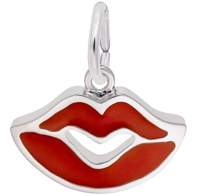 Sterling Silver Red Lips  Charm