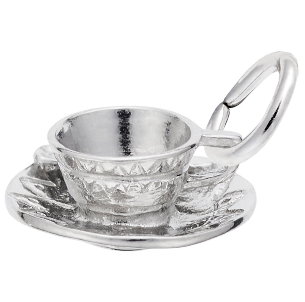 Sterling Silver 3D Cup & Saucer Charm