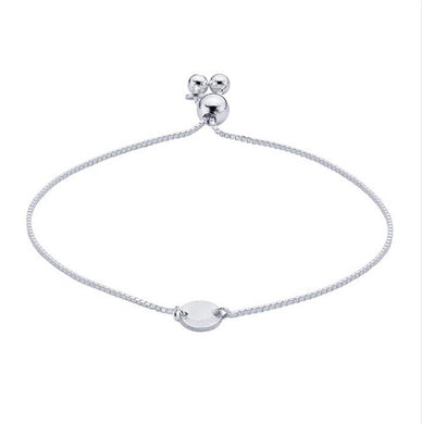 Sterling Silver Adjustable Bracelet with Round Plaque