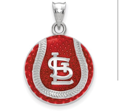 St. Louis Cardinals Sterling Silver Red Enamel Pendant