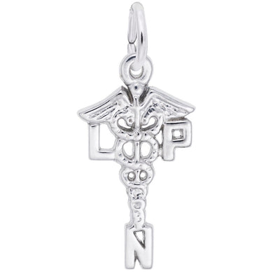 Sterling Silver Licensed Practical Nurse Caduceus Charm