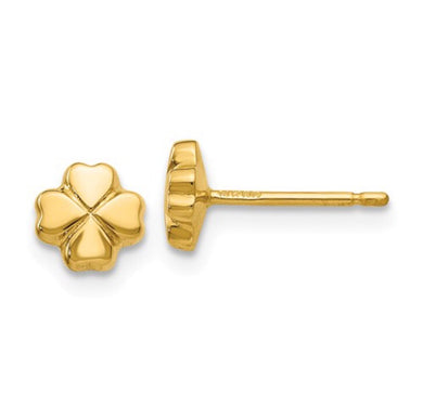 14k Polished 4-Leaf Clover Post Earrings