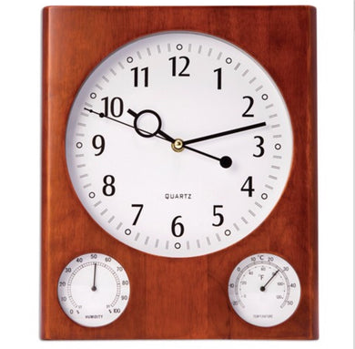 Cherry Wall Clock with Thermometer & Hygrometer