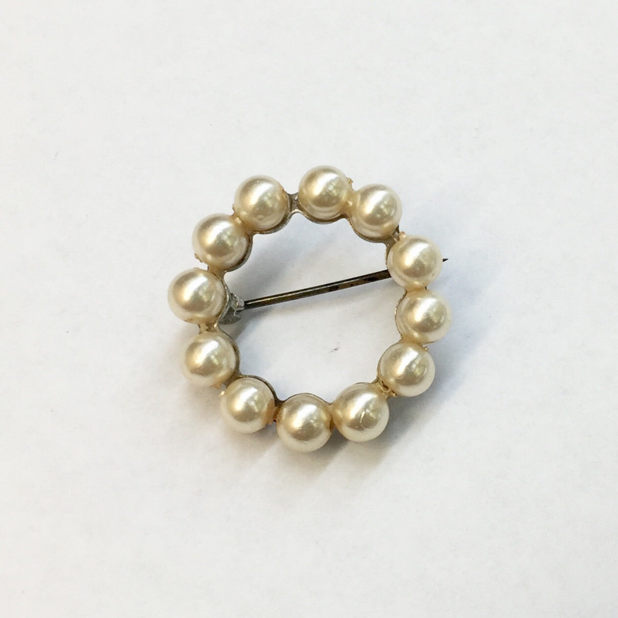 Costume Pearl Circle Brooch