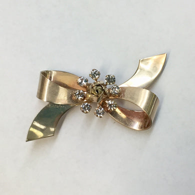 Gold Plated & Rhinestone Brooch