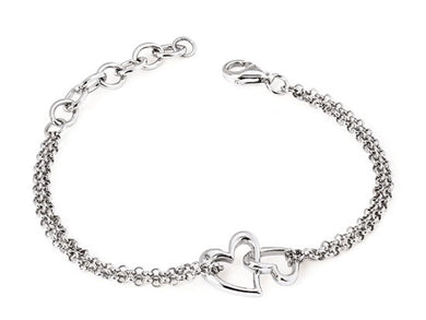 Sterling Silver Linked Hearts Bracelet