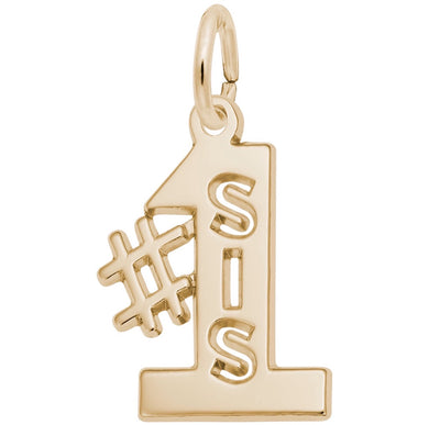 Yellow Gold Plated Number One Sister Charm