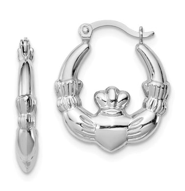 Sterling Silver Claddagh Hoop Earrings