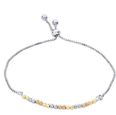 Sterling Silver & Gold Plated Bead Adjustable Bracelet