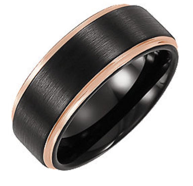 Men’s Black & Rose Gold Tungsten Band