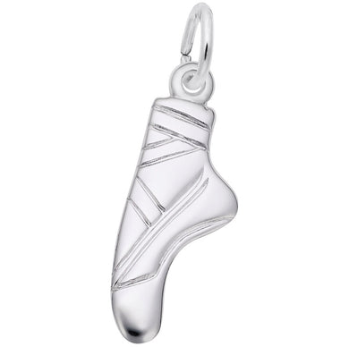 Sterling Silver Flat Ballet Pointe Shoe Charm