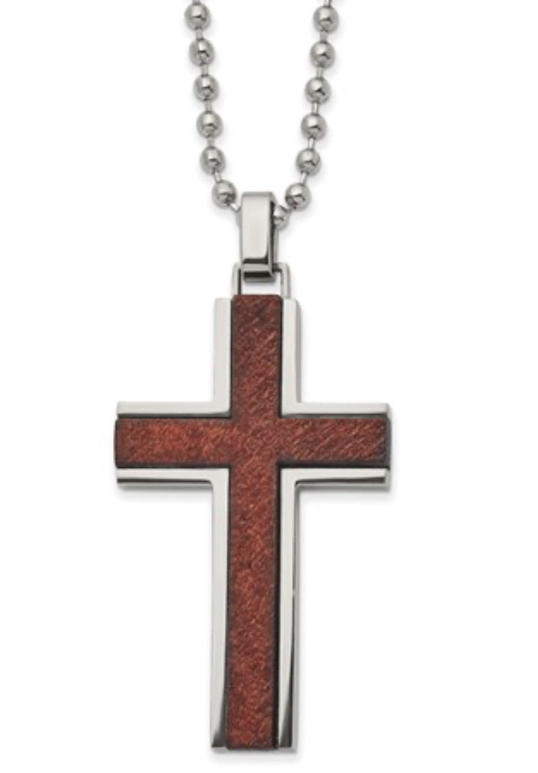 Wood Grain Silver Cross – Wilcox Jewelers