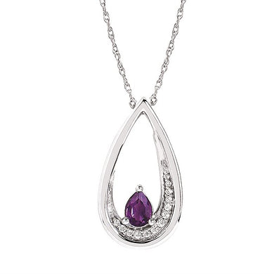 Teardrop Amethyst & Diamond Pendant