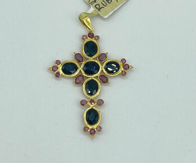 18K Gemstone Cross