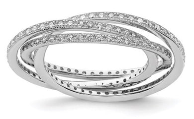 Sterling Silver & CZ Three Interlocking Ring