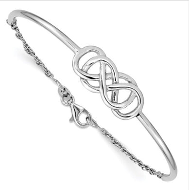 Sterling Silver Double Infinity Symbol Bangle