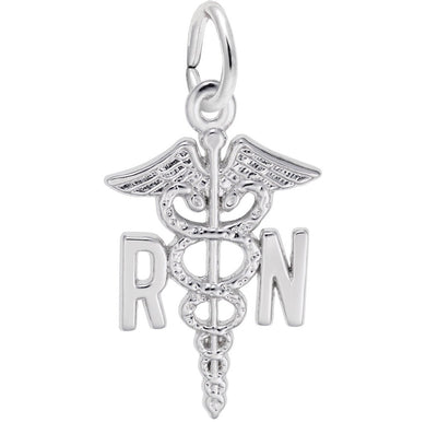 Sterling Silver Registered Nurse Cadeceus Charm