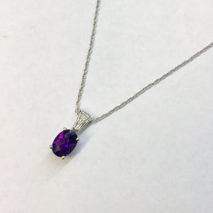 Oval Amethyst and Diamond Necklace