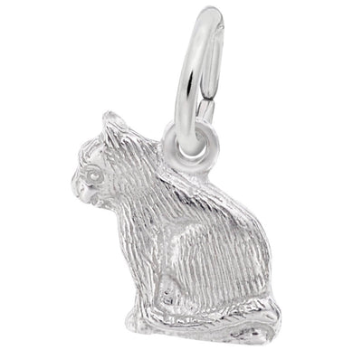 Sterling Silver 3D Sitting Cat Charm