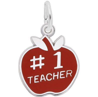 Sterling Silver Number One Teacher Apple Charm