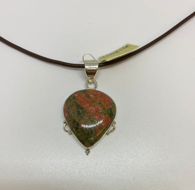 Unakite Silver Pendant