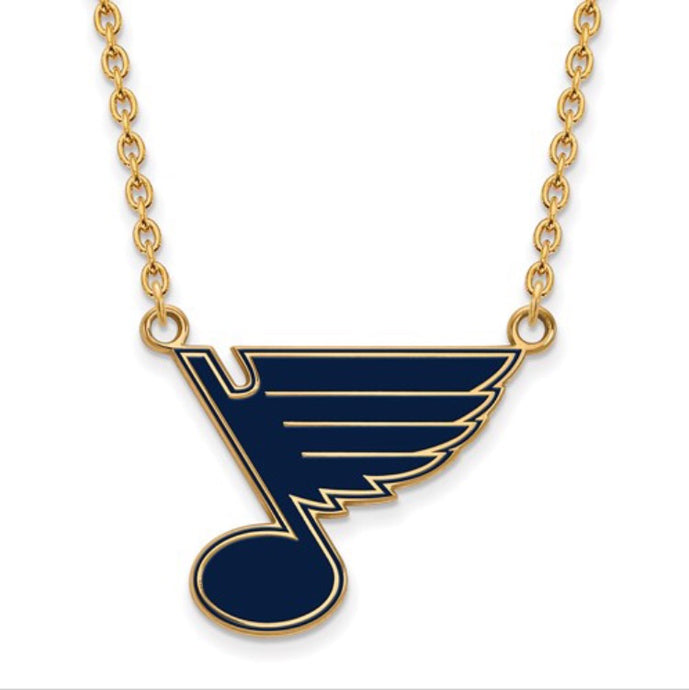 St Louis Blues Blue and Gold Crystal Charm Necklace 