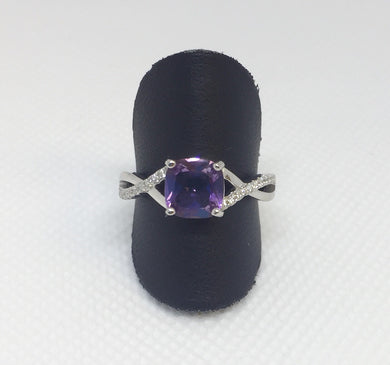 Silver & Amethyst CZ Ring