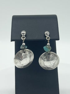 Silver Coin & Turquoise Earrings