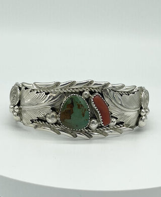 Turquoise & Coral Cuff