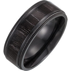 Men's Black Titanium Coin Edge Wedding Band